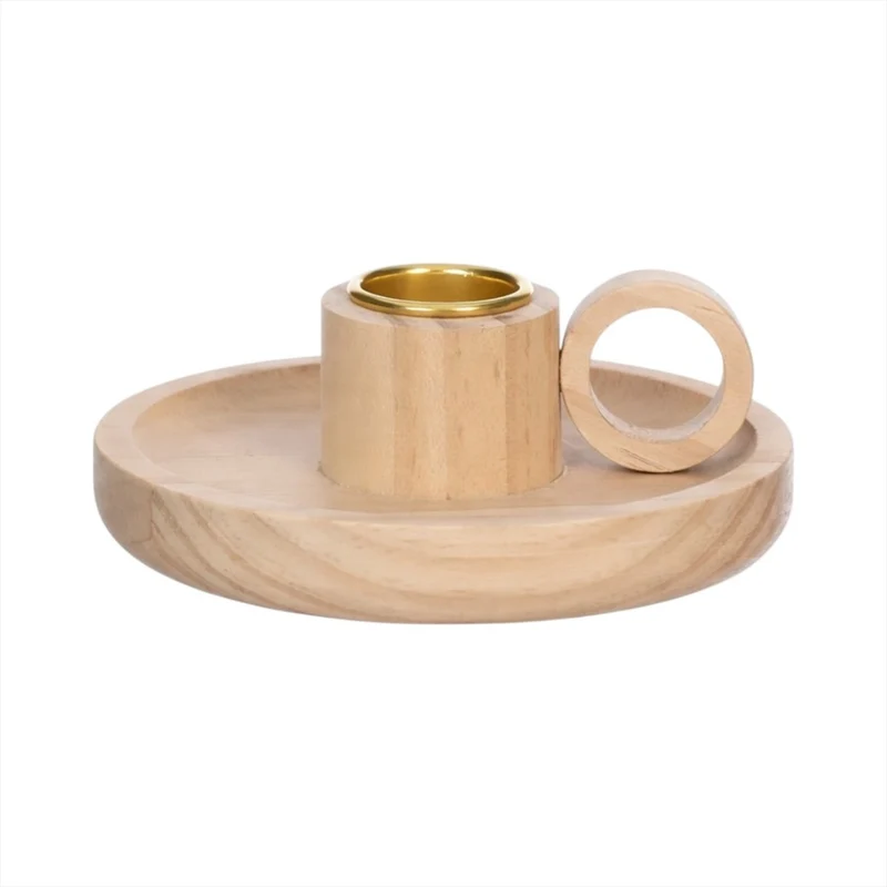 Kaarsenhouder Ø10 h.3,5 cm klassiek hout