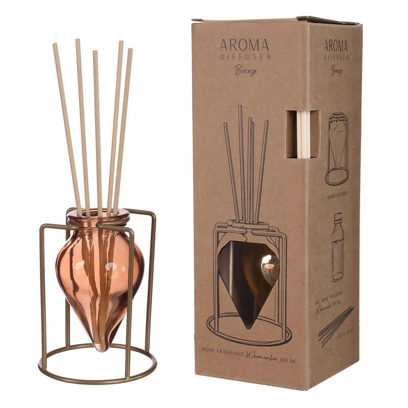 Diffuser glas Breeze amber Ø8,5 h.22 cm