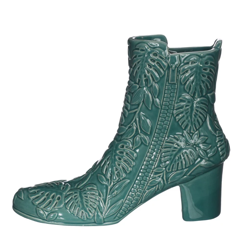 Vaas Bootie aardewerk Ø7 l.22 h.19 cm petrol