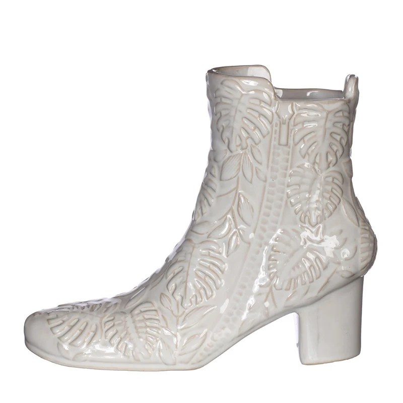 Vaas Bootie aardewerk Ø7 l.22 h.19 cm crème