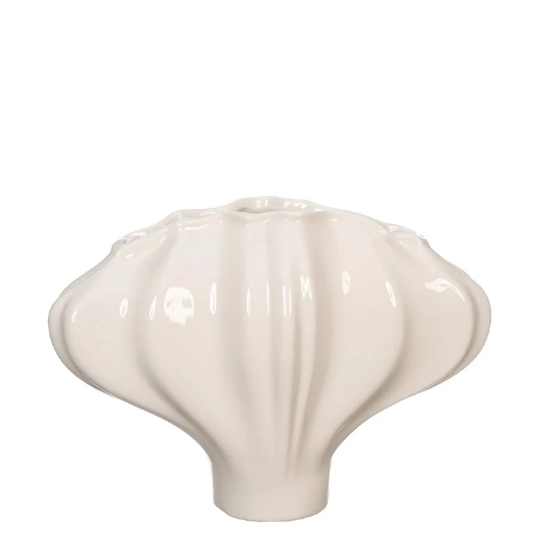 Vaas Ayla aardewerk l.27 x b.12cm h.19 cm crème