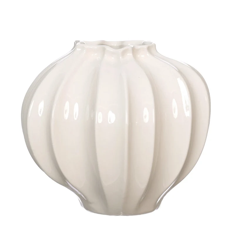 Vaas Liva aardewerk Ø20 h.20 cm crème
