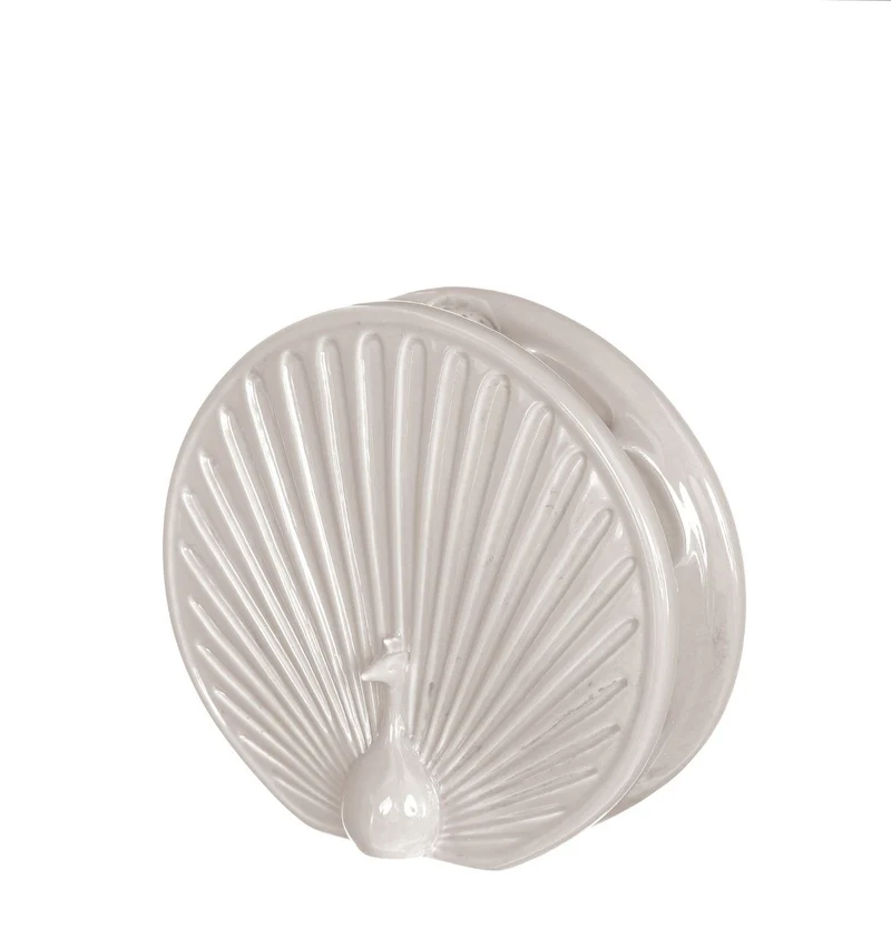 Vaas Peacock aardewerk Ø6,5 l.15 h.13,6 cm creme