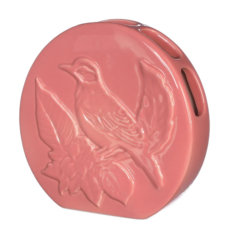 Vaas Bird aardewerk Ø6 h.20 l.20 cm terra roze