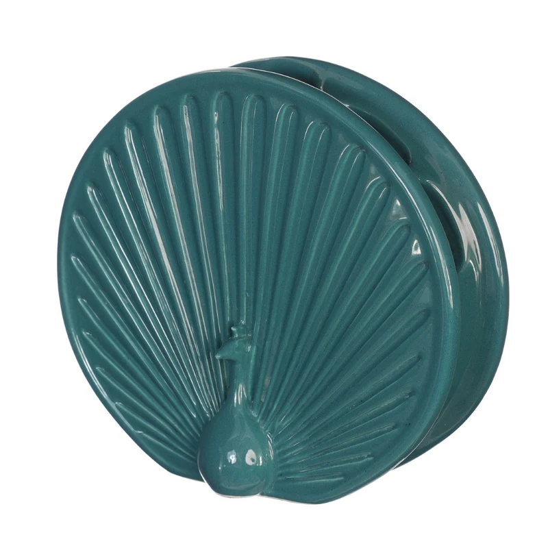 Vaas Peacock aardewerk Ø7 l.19,7 h.18 cm petrol