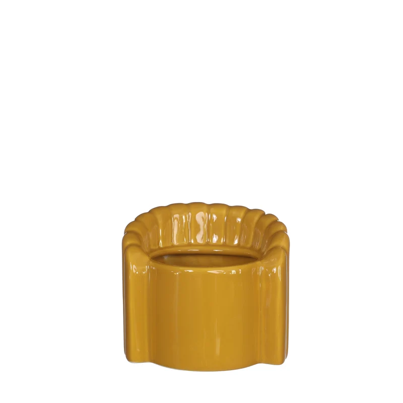Pouff stoel aardewerk Ø8,4 h.9 l.9,5 cm mosterd
