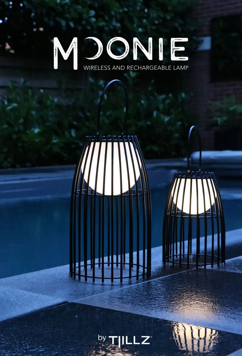 TJILLZ Moonie Black-L 21x35cm LED metalen lamp USB oplaadbaar
