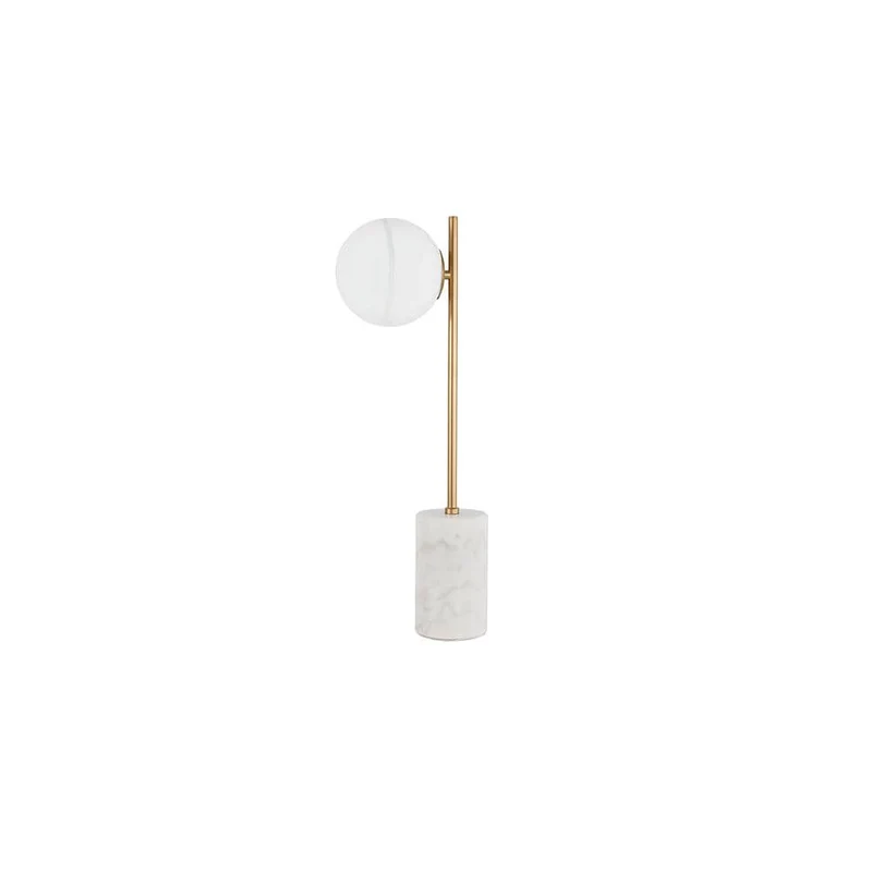 Cantona Marmor Tischlampe Messing, Weiß