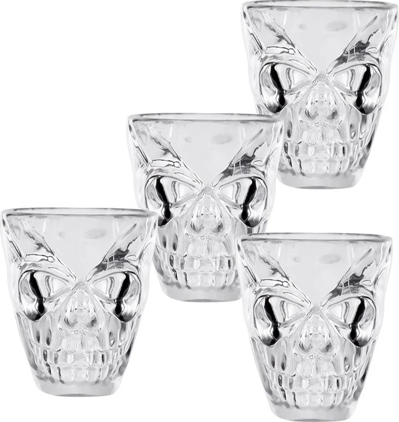 Boland - set 4 plastic shotglaasjes schedel - horror - horror