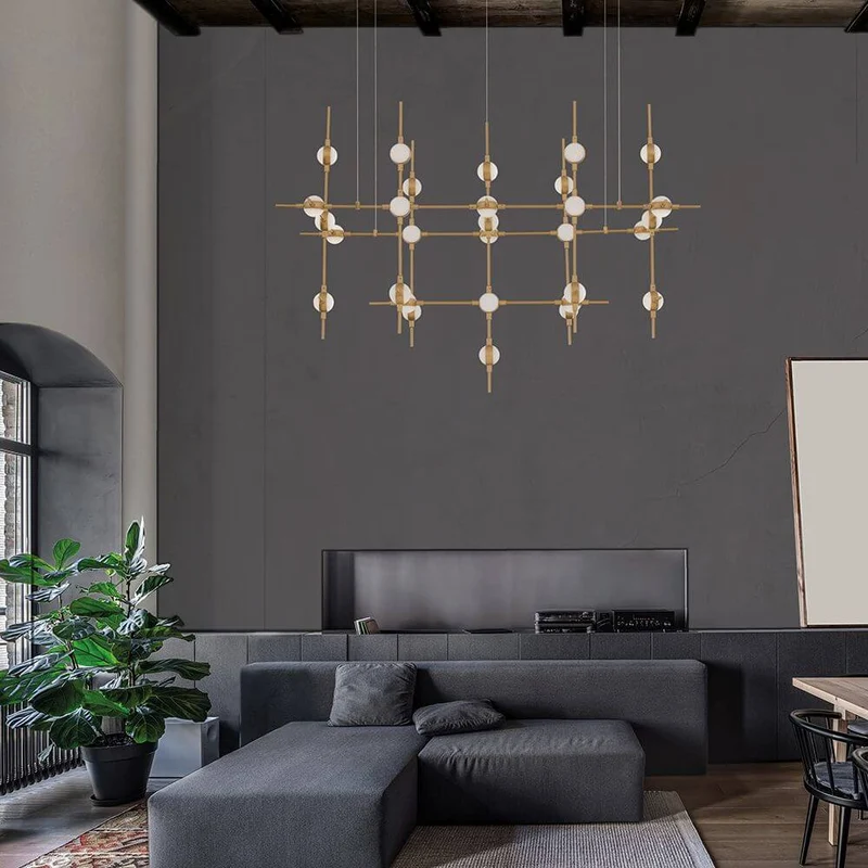 Atomo LED Hängeleuchte 106cm Gold