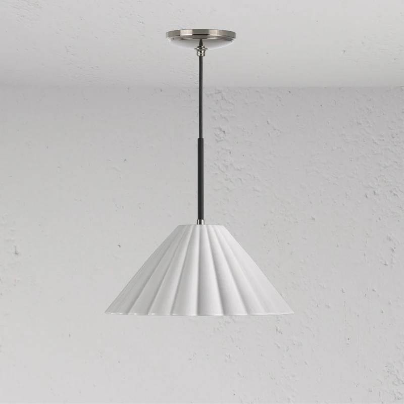 Cotswold Medium Pendant Light Fine Porcelain - Polished Nickel