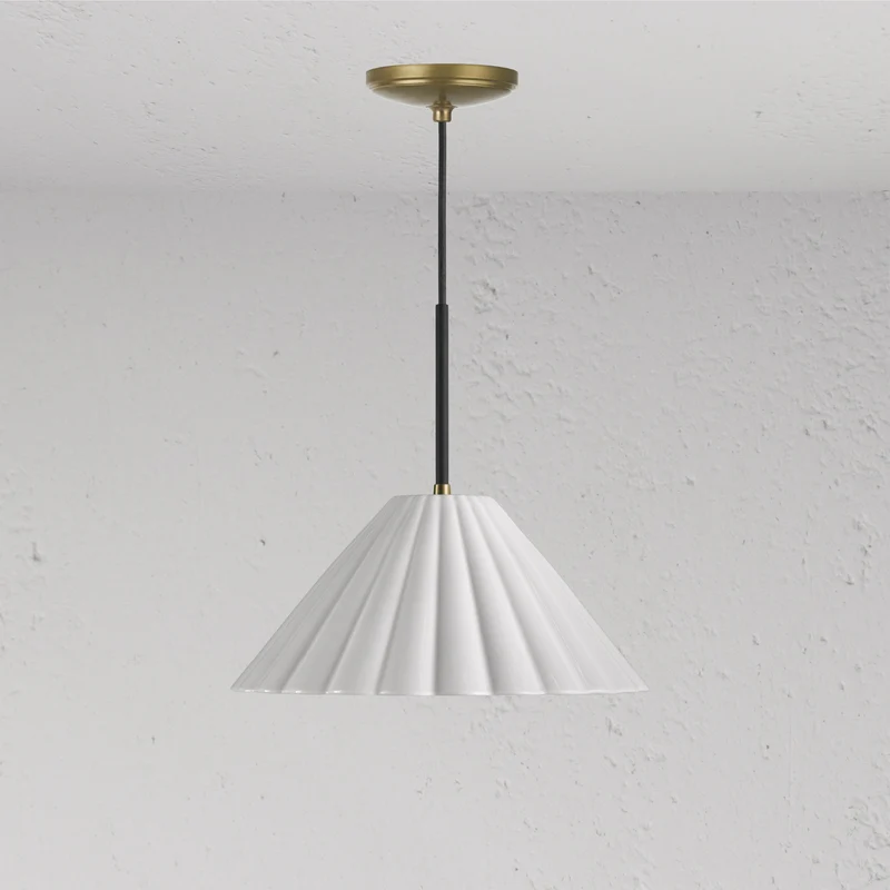Cotswold Medium Pendant Light Fine Porcelain - Antique Brass