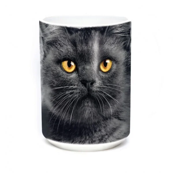 Black cat face mok, 440 ml