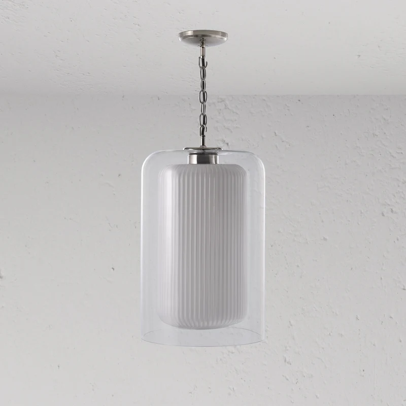 Windsor Large Pendant Light Opal Glass - Polished Nickel