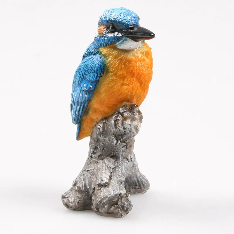 VOGEL IJSVOGEL OP STAM 7X7X11.5 CM - POLYESTER