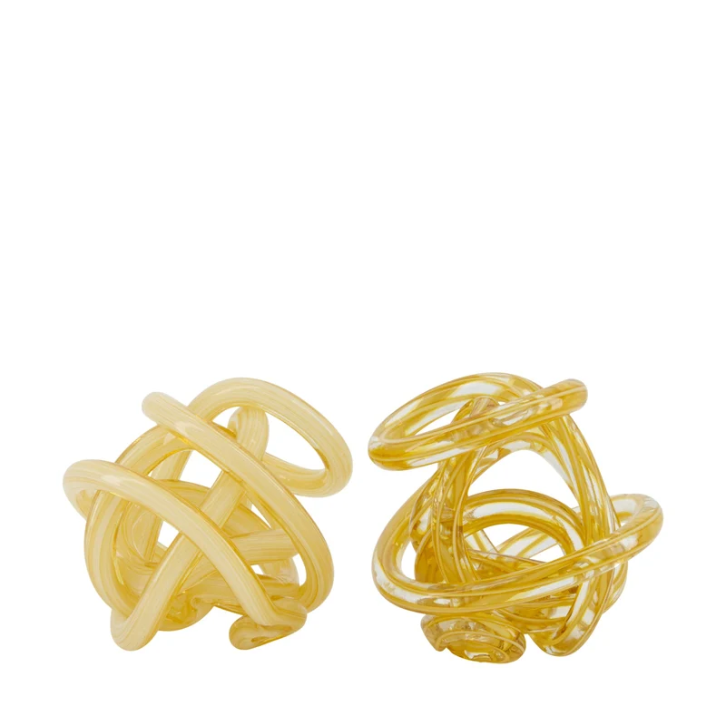 Statue knot glass 12x12x12cm 2 mixed Yellow