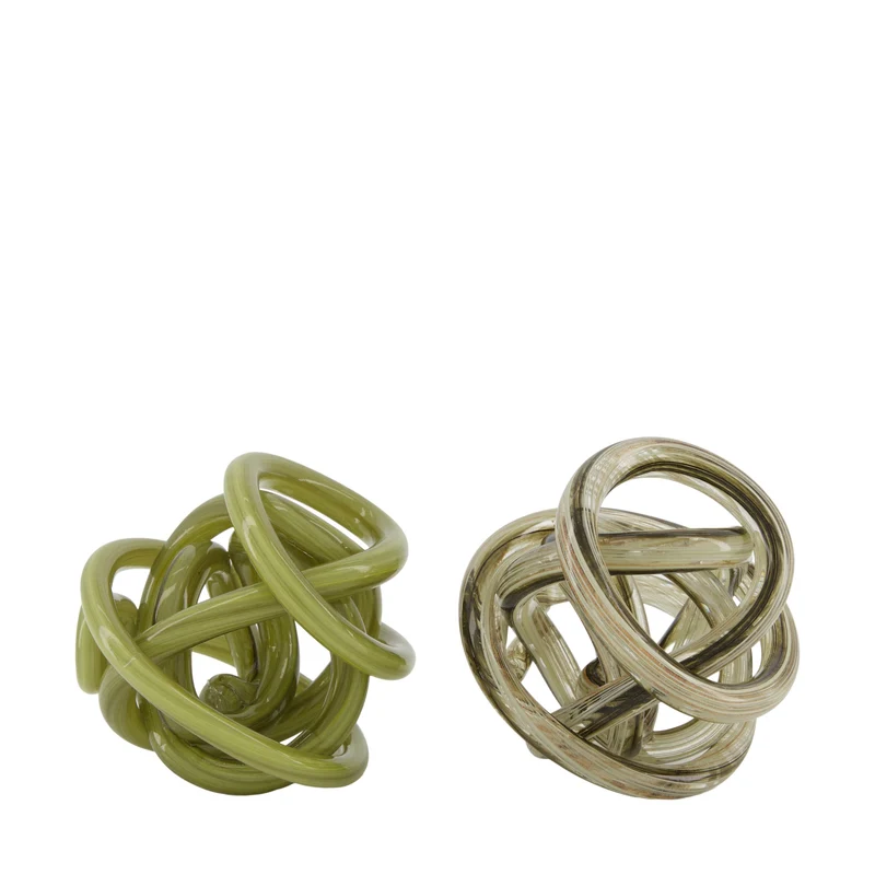 Statue knot glass 12x12x12cm 2 mixed Green/Brown