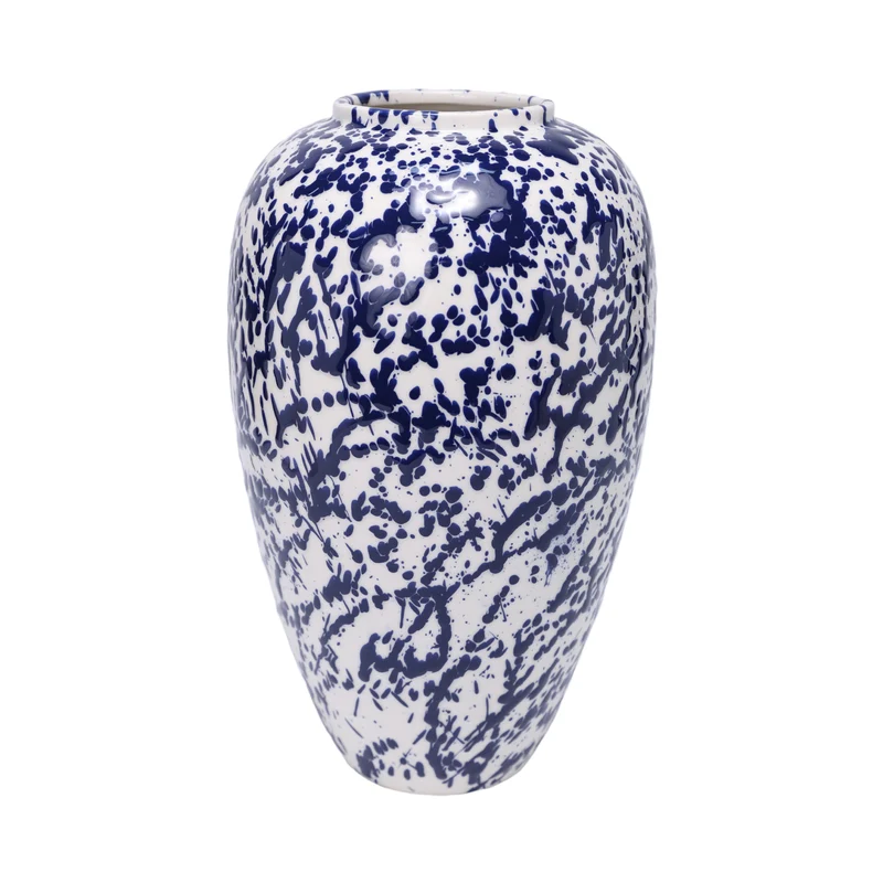 Vase Ceramic Kalamos D23 H38cm Blue/White