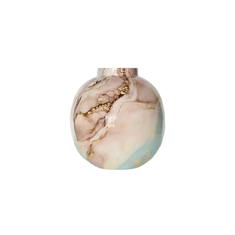 Metal Vase Marble D26 H27cm Multicolour
