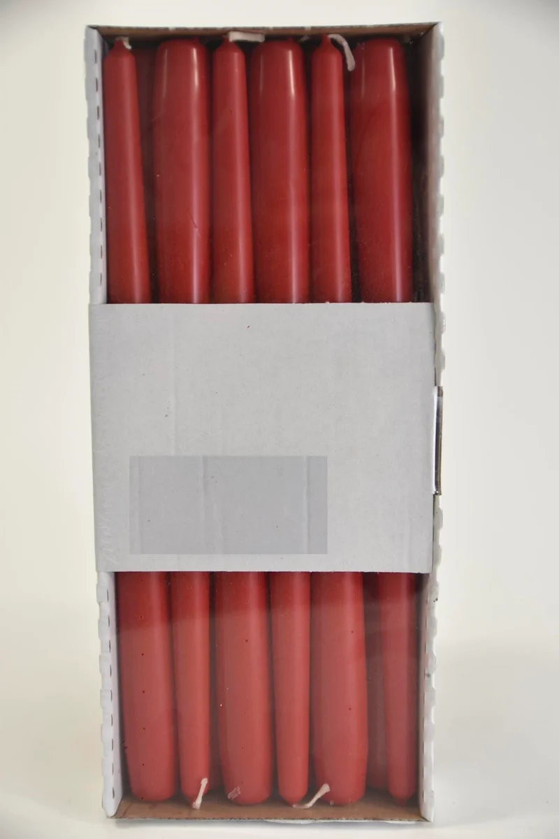 Kandelaarkaars 30 cm rood doos a 12