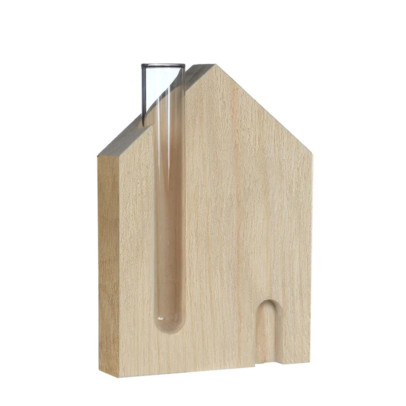 Houten huis met buis l.10 w.3 h.14 cm