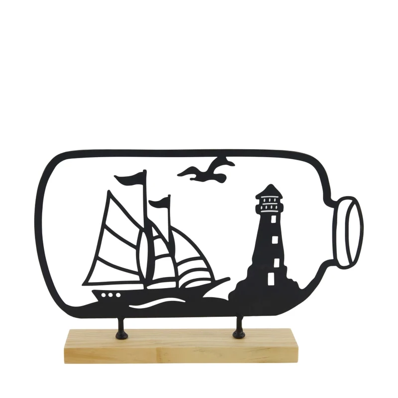 Statue pine wood 28x4.5x18cm FSC 100% Natural/Black