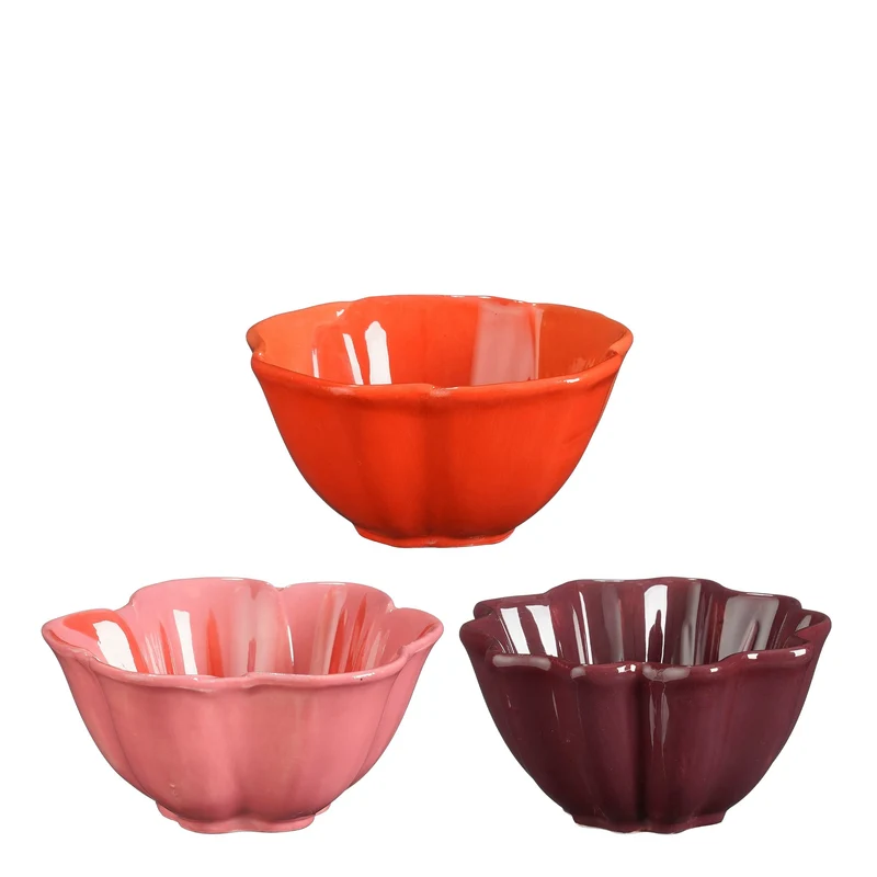 Elvira schaal paars roze oranje 3 assorti - l12xb12,5xh6cm