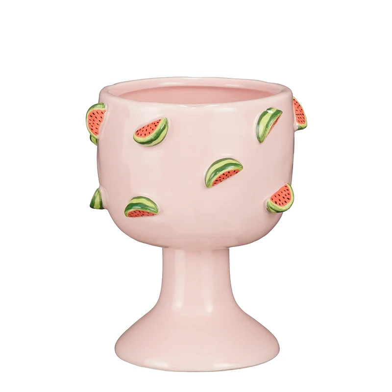 Pot op voet watermeloen lila - h16xd14,5cm