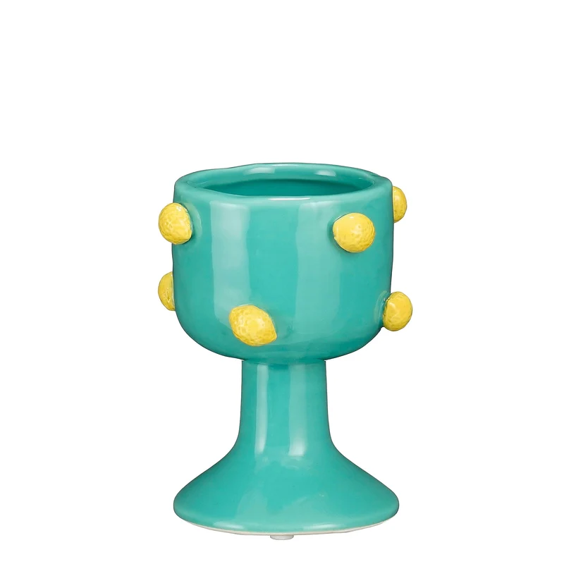 Pot op voet citroen blauw - h11,5xd9,5cm