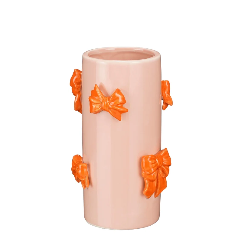 Vaas strik oranje - h22,5xd14cm