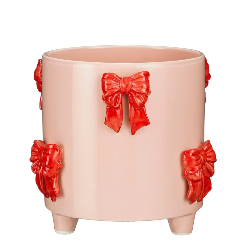 Pot strik rood - h18xd21cm