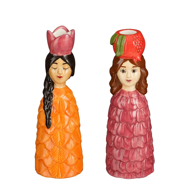 Funny kandelaar paars oranje 2 assorti - h20,5xd7cm