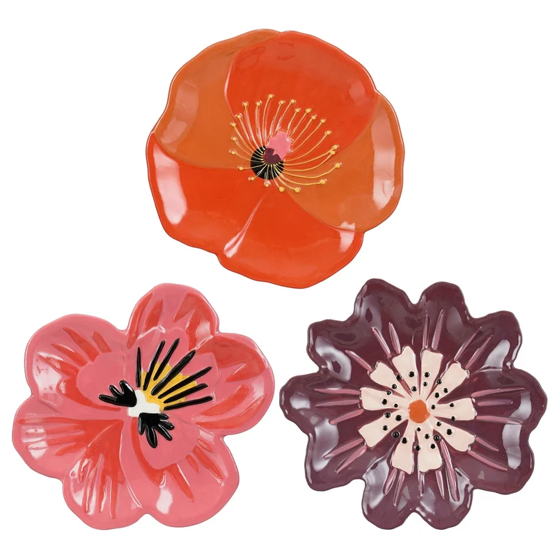 Elvira ontbijtbord paars roze oranje 3 assorti - l23xb22,5xh2,5cm