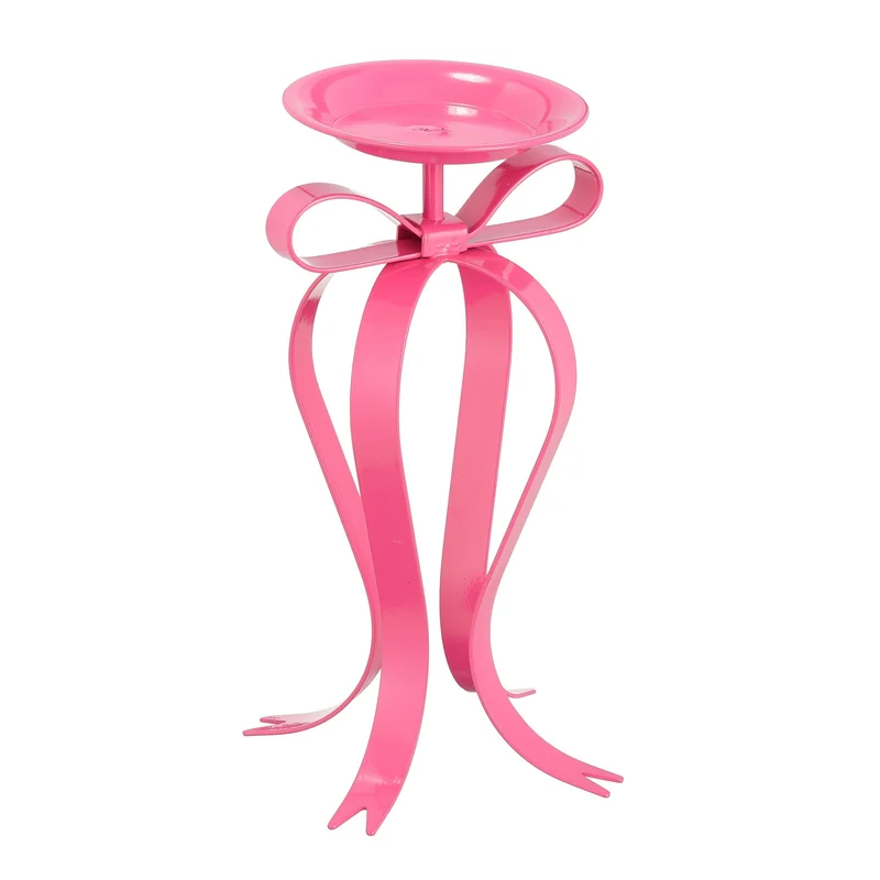 Kandelaar strik roze - l17xb14xh28cm