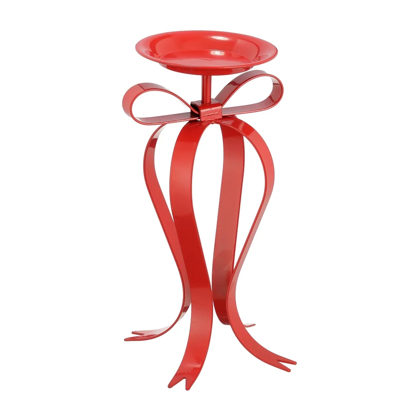 Kandelaar strik rood - l17xb14xh28cm