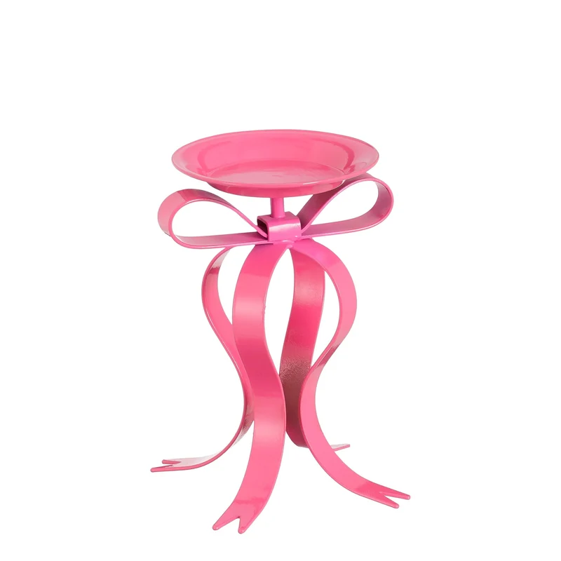 Kandelaar strik roze - l17xb14xh20cm