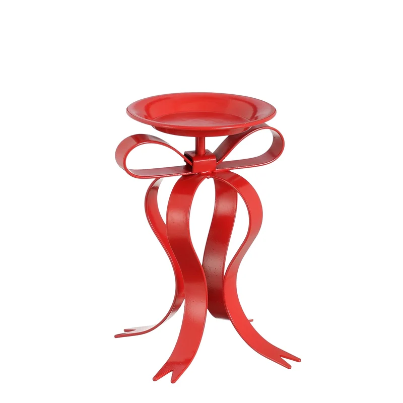 Kandelaar strik rood - l17xb14xh20cm