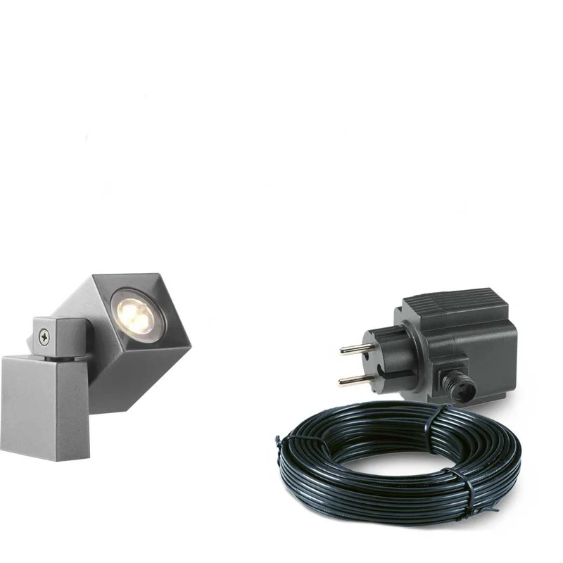 1x LED wand spot - 2 Watt - 12V - Grijs - complete set
