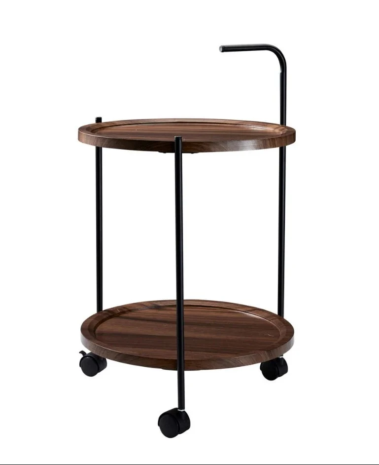 BIJZETTAFEL 2-LAAGS MDF OP WIELEN D40 H67CM