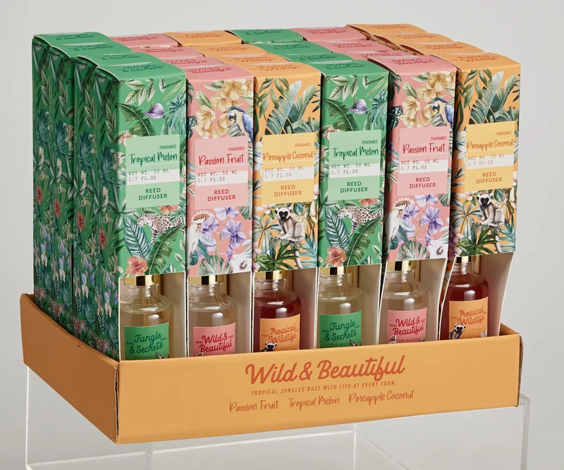 DIFFUSER 50ML D4 H18CM 3 ASSORTIE KLEUREN EN GEUREN
