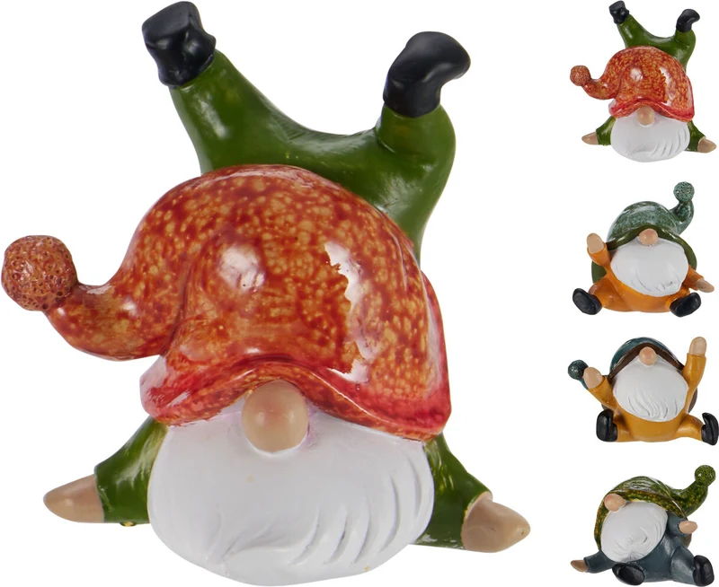 TAFEL DECO GNOME POLYESTER 7x7,5x6,3CM 4 ASSORTIE