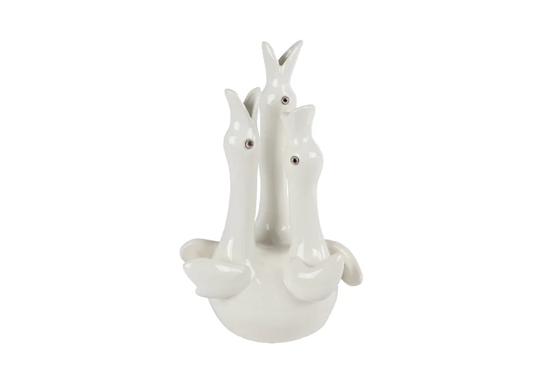 Vaas "Three Swan" off-white aardewerk 15,5x13x27,5cm