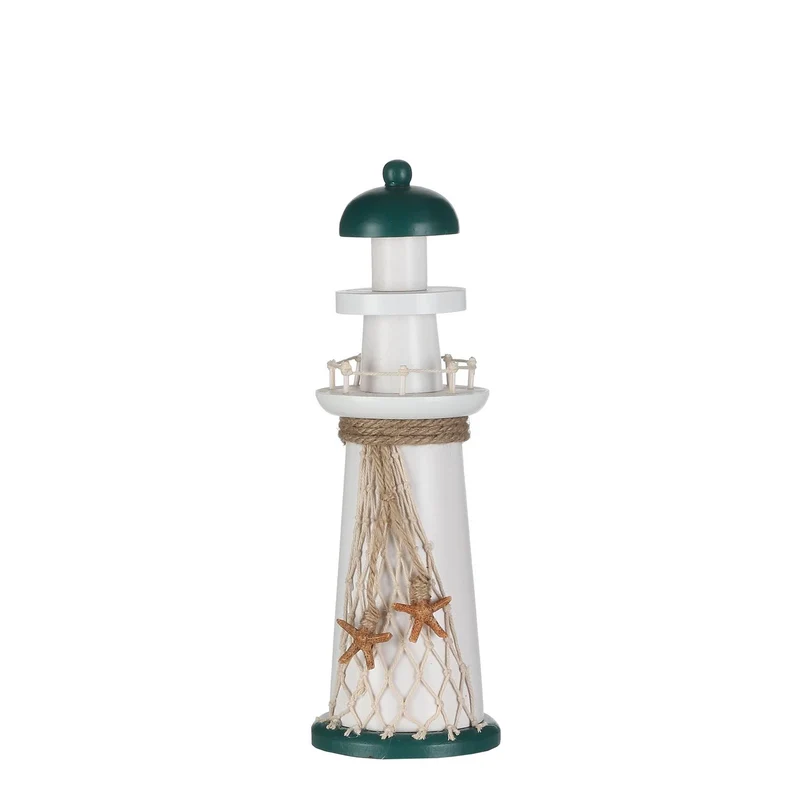 Vuurtoren hout wit - h31xd10cm