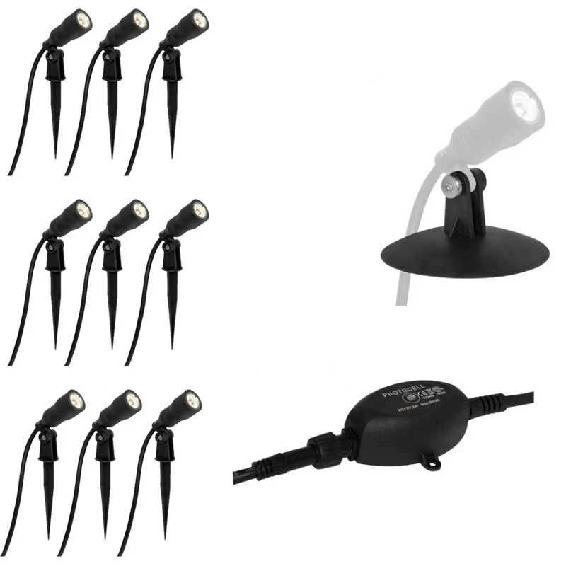 9x LED grond spot - 12V - 9x1 watt - complete set