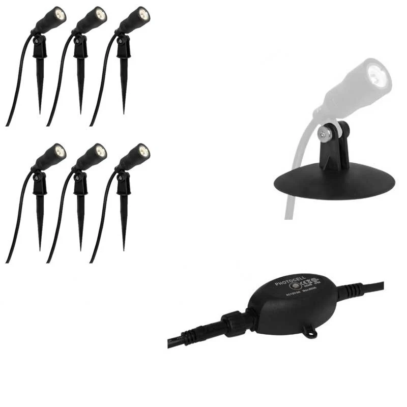 6x LED grond spot - 12V - 6x1 watt - complete set