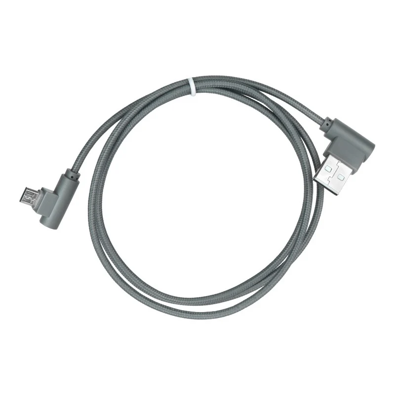 Micro USB kabel - 1 meter - Gehoekte aansluitingen - Grijs