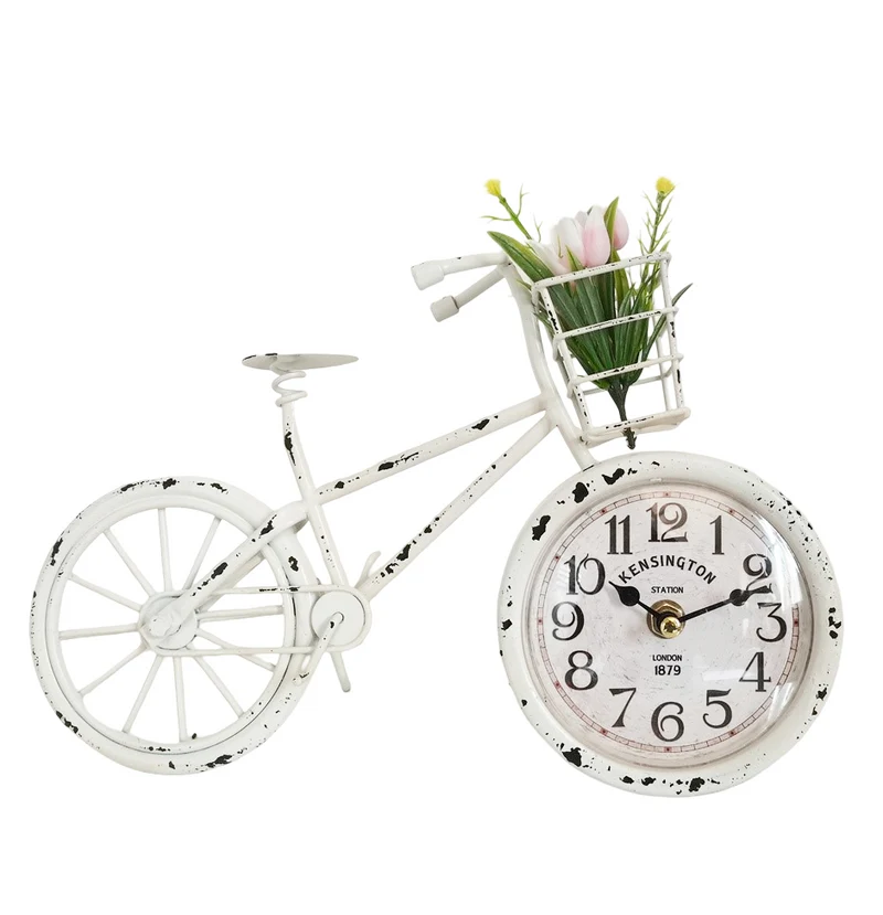 Clock Bicycle 30x20cm White