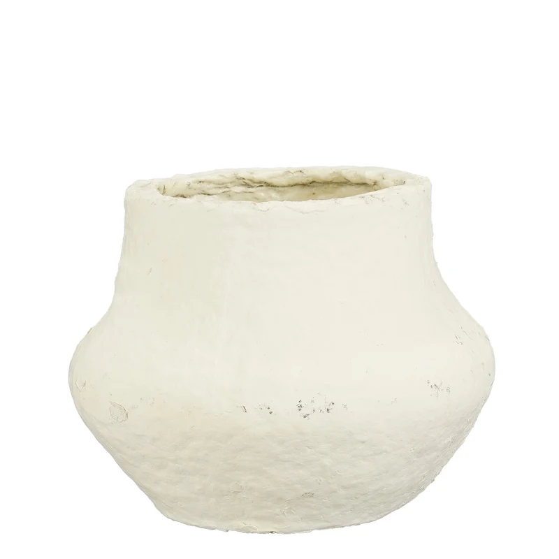 Decoratie vaas recycled paper beige - h15xd20cm