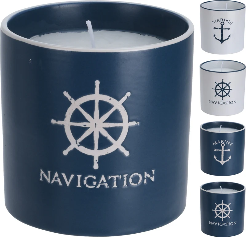 KAARS IN POT ''MARINE'' D10 H10CM 4 ASSORTIE
