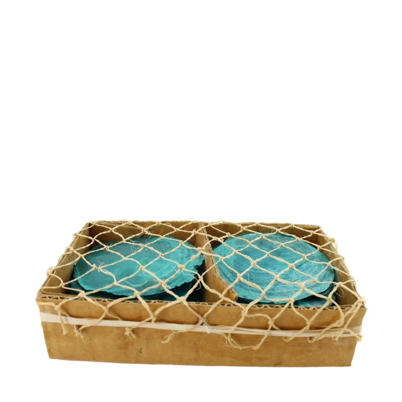 Shell capiz in box nature 8x18x4.5cm 300gr Blue/Green